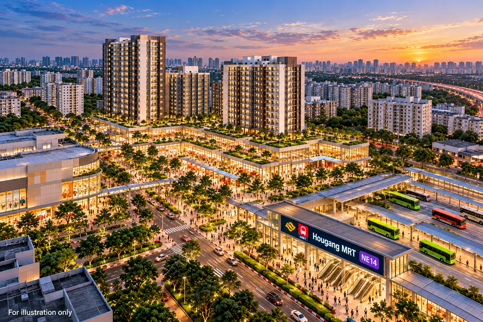 Hougang central precinct illustration only